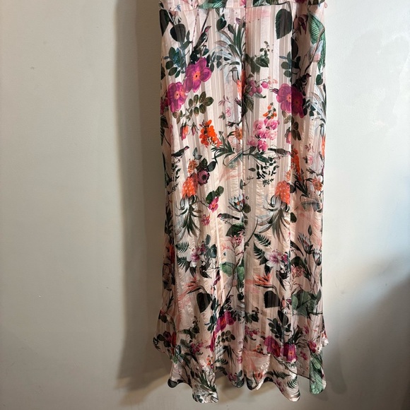 BANANA REPUBLIC Sz 4 Sleeveless Maxi Dress Floral Pineapples Hi Low Ruffle Hem - Picture 10 of 13